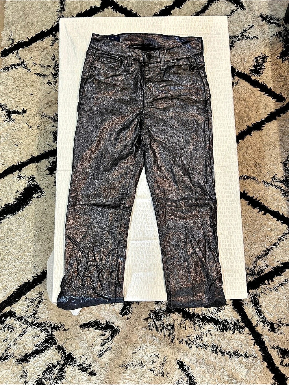 Gap Mid Rise Baby Boot Jeans Baby Boot Metallic Pants Size 4/27M Like New